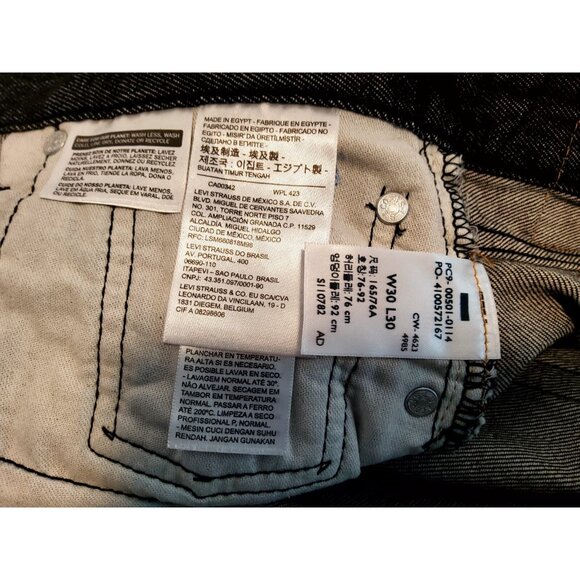 New Levi's 501 Original Fit Jeans Mens 30x30 Black Button Fly Academia Workwear￼ - Picture 9 of 12